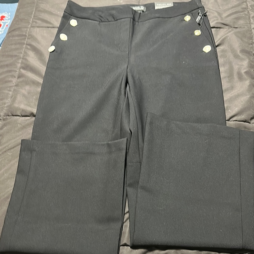 Rachel Zoe Black Boot Cut Pants with Gold Buttons